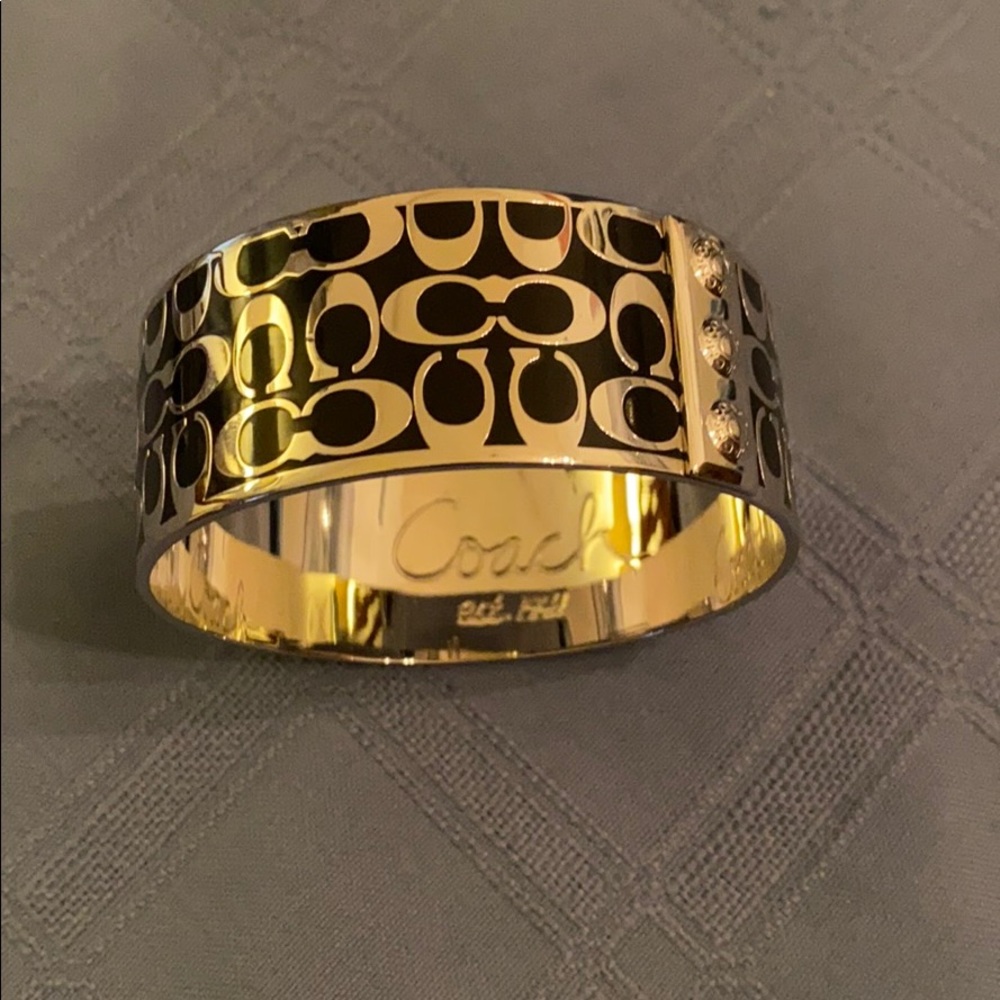 Coach Signature Black and Silver Triple Bangle